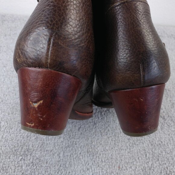 Kork Ease Ankle Boots Womens Size 10 Brown Pebbled Leather Zip Buckle Heel Shoes - Picture 7 of 12